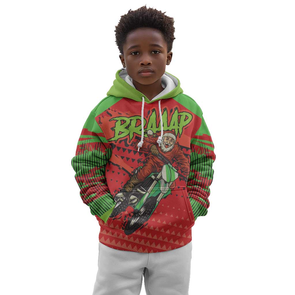 Afro Santa Braaap Kid Hoodie Motorcross Christmas