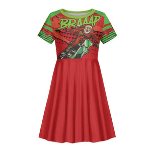 Afro Santa Braaap Kid Short Sleeve Dress Motorcross Christmas