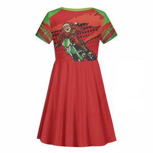 Afro Santa Braaap Kid Short Sleeve Dress Motorcross Christmas