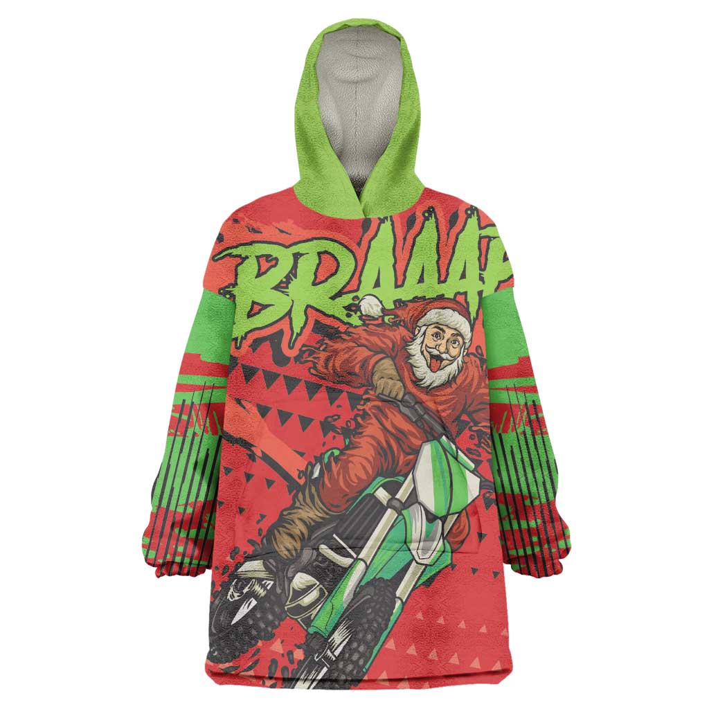 Afro Santa Braaap Kid Wearable Blanket Hoodie Motorcross Christmas