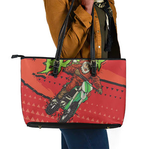 Afro Santa Braaap Leather Tote Bag Motorcross Christmas