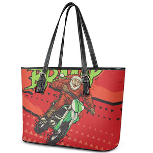 Afro Santa Braaap Leather Tote Bag Motorcross Christmas