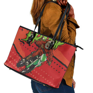 Afro Santa Braaap Leather Tote Bag Motorcross Christmas