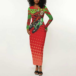 Afro Santa Braaap Long Sleeve Bodycon Dress Motorcross Christmas