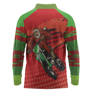 Afro Santa Braaap Long Sleeve Polo Shirt Motorcross Christmas