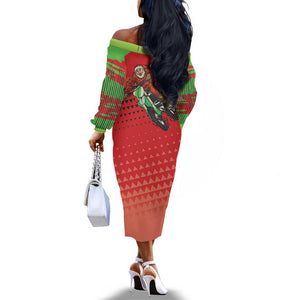 Afro Santa Braaap Off The Shoulder Long Sleeve Dress Motorcross Christmas