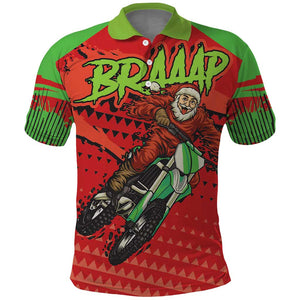 Afro Santa Braaap Polo Shirt Motorcross Christmas