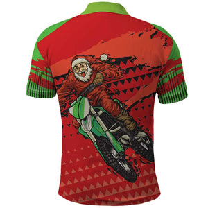 Afro Santa Braaap Polo Shirt Motorcross Christmas