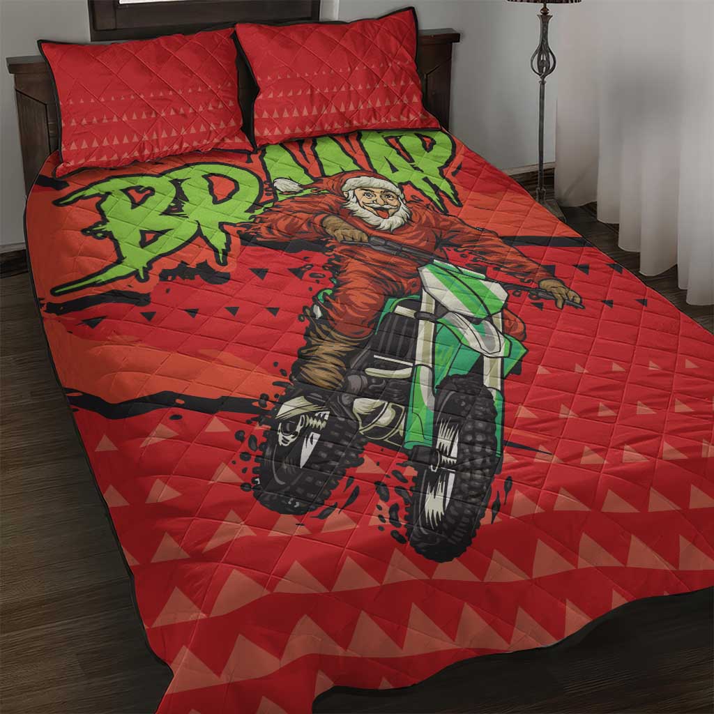 Afro Santa Braaap Quilt Bed Set Motorcross Christmas