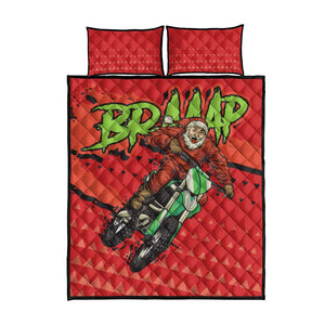 Afro Santa Braaap Quilt Bed Set Motorcross Christmas