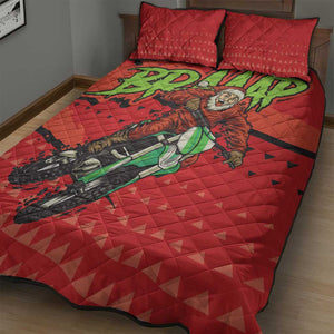 Afro Santa Braaap Quilt Bed Set Motorcross Christmas