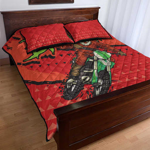 Afro Santa Braaap Quilt Bed Set Motorcross Christmas