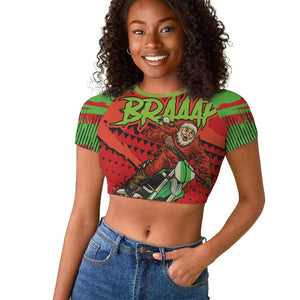 Afro Santa Braaap Raglan Cropped T shirt Motorcross Christmas