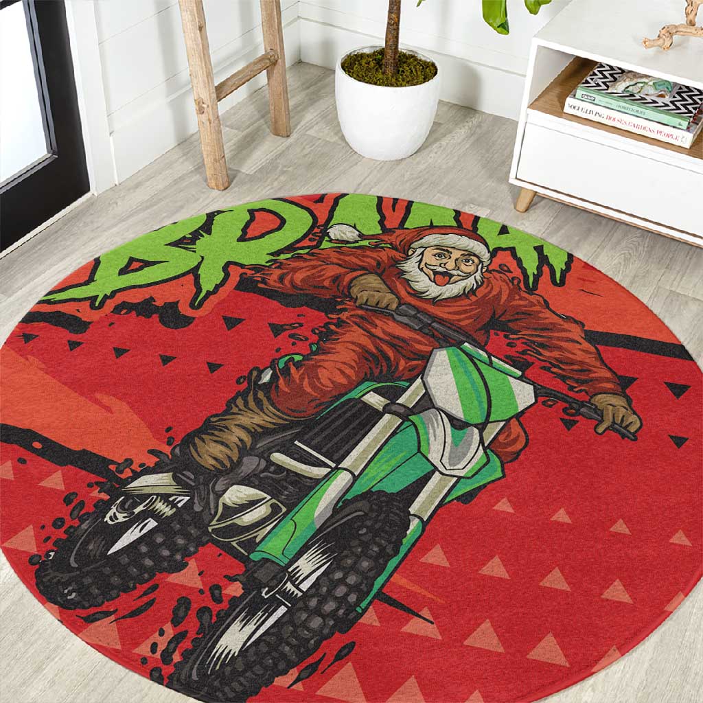 Afro Santa Braaap Round Carpet Motorcross Christmas