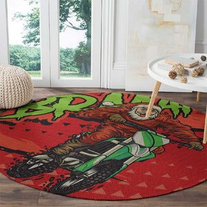 Afro Santa Braaap Round Carpet Motorcross Christmas