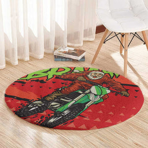 Afro Santa Braaap Round Carpet Motorcross Christmas