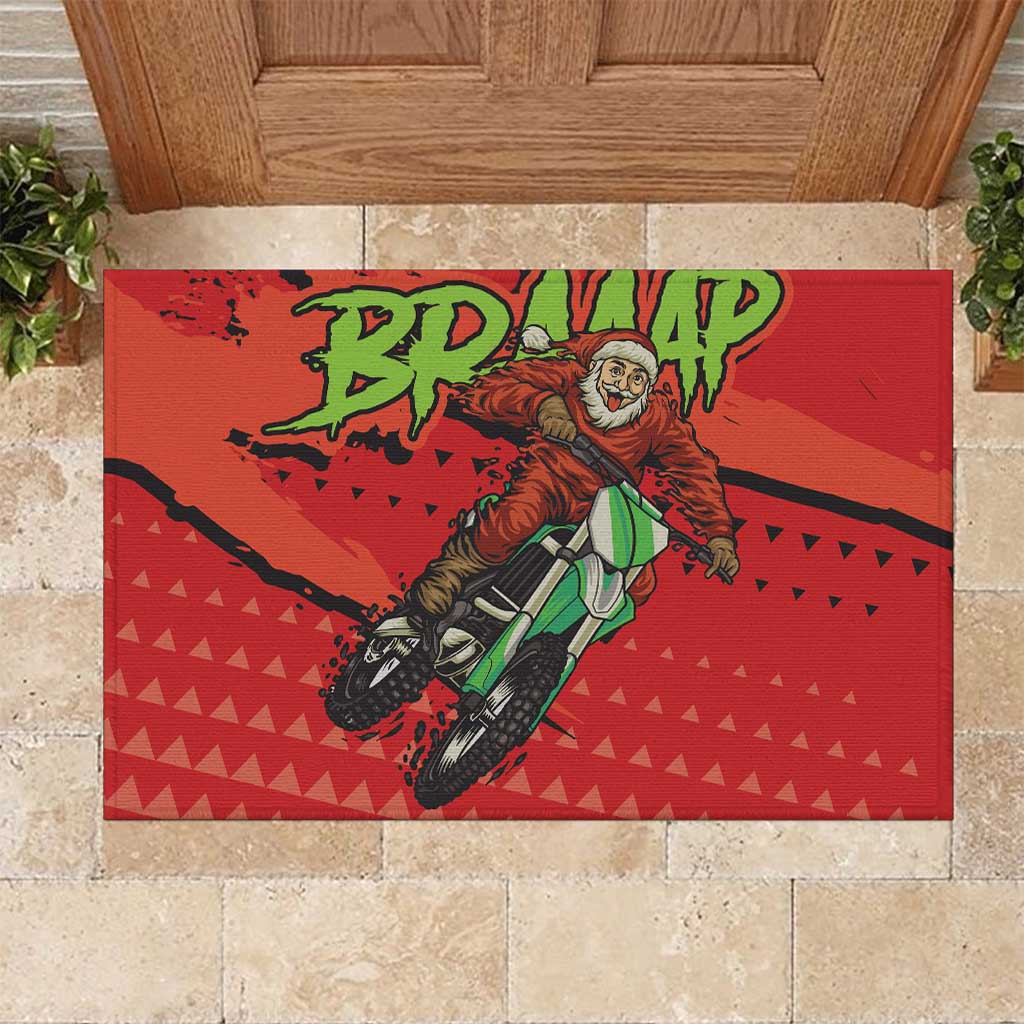 Afro Santa Braaap Rubber Doormat Motorcross Christmas