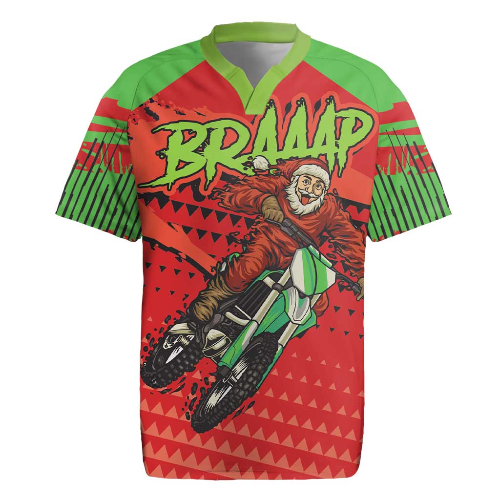 Afro Santa Braaap Rugby Jersey Motorcross Christmas