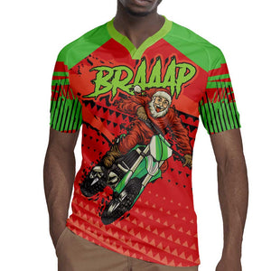 Afro Santa Braaap Rugby Jersey Motorcross Christmas