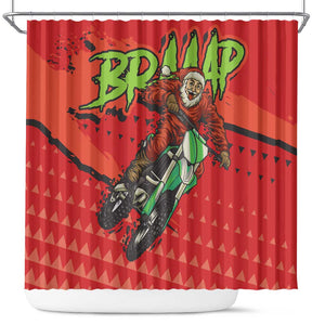 Afro Santa Braaap Shower Curtain Motorcross Christmas