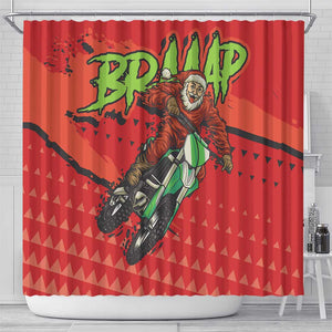 Afro Santa Braaap Shower Curtain Motorcross Christmas