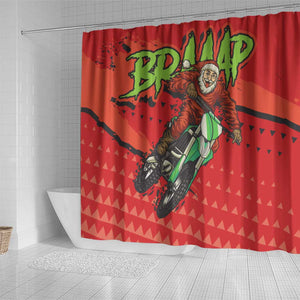 Afro Santa Braaap Shower Curtain Motorcross Christmas