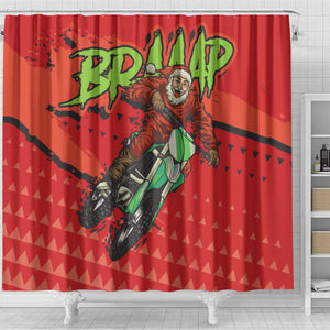 Afro Santa Braaap Shower Curtain Motorcross Christmas