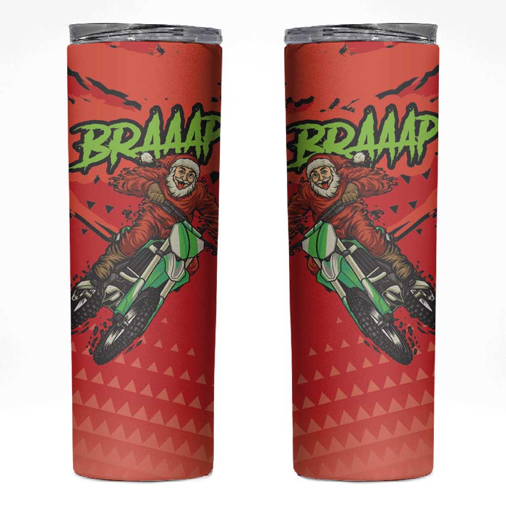 Afro Santa Braaap Skinny Tumbler Motorcross Christmas