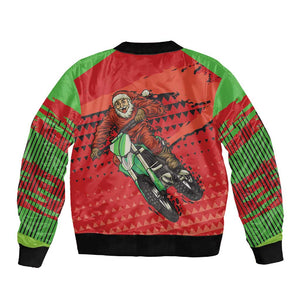 Afro Santa Braaap Sleeve Zip Bomber Jacket Motorcross Christmas