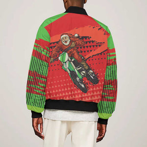 Afro Santa Braaap Sleeve Zip Bomber Jacket Motorcross Christmas