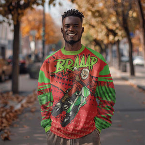 Afro Santa Braaap Sweatshirt Motorcross Christmas