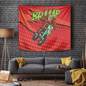 Afro Santa Braaap Tapestry Motorcross Christmas