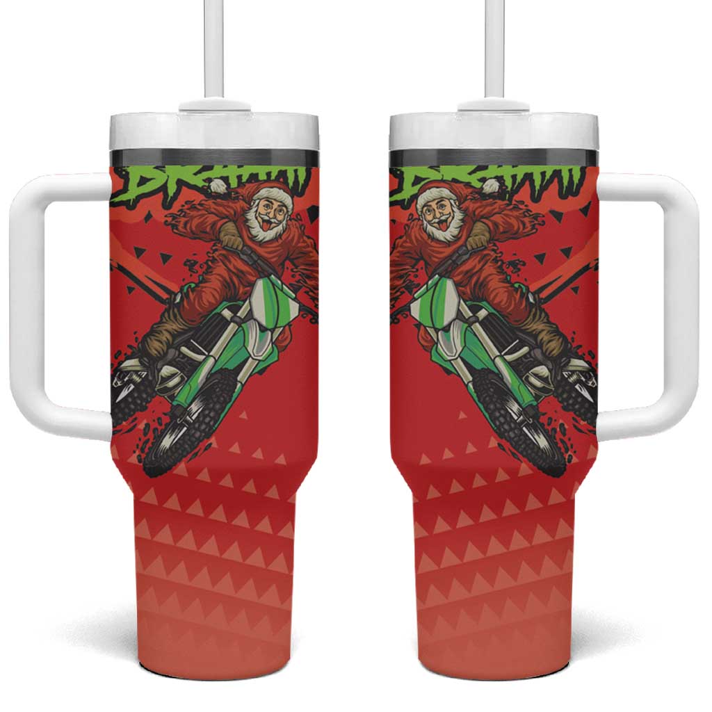 Afro Santa Braaap Tumbler With Handle Motorcross Christmas