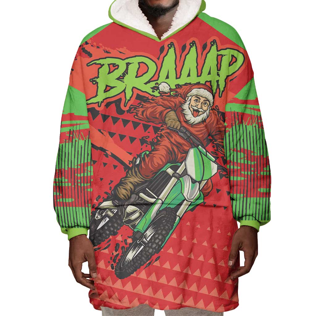 Afro Santa Braaap Wearable Blanket Hoodie Motorcross Christmas