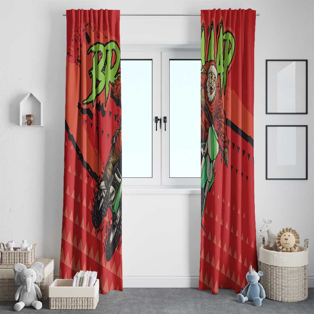 Afro Santa Braaap Window Curtain Motorcross Christmas