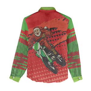 Afro Santa Braaap Women Casual Shirt Motorcross Christmas