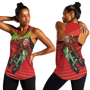 Afro Santa Braaap Women Racerback Tank Motorcross Christmas