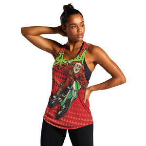 Afro Santa Braaap Women Racerback Tank Motorcross Christmas