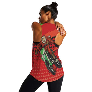 Afro Santa Braaap Women Racerback Tank Motorcross Christmas