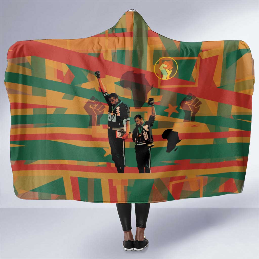 African American 1968 Hooded Blanket Black Power Fists of Freedom