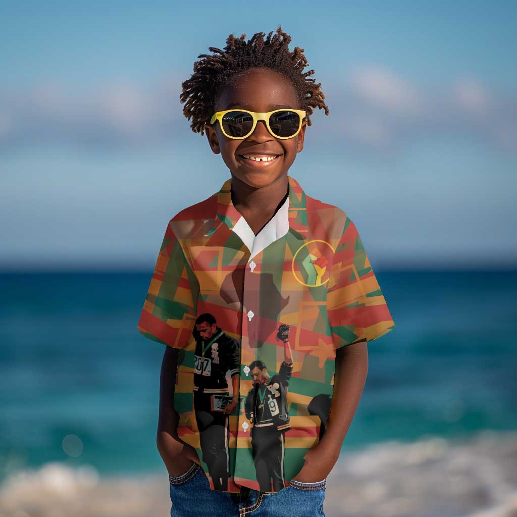 African American 1968 Kid Hawaiian Shirt Black Power Fists of Freedom