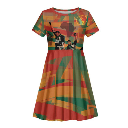 African American 1968 Kid Short Sleeve Dress Black Power Fists of Freedom