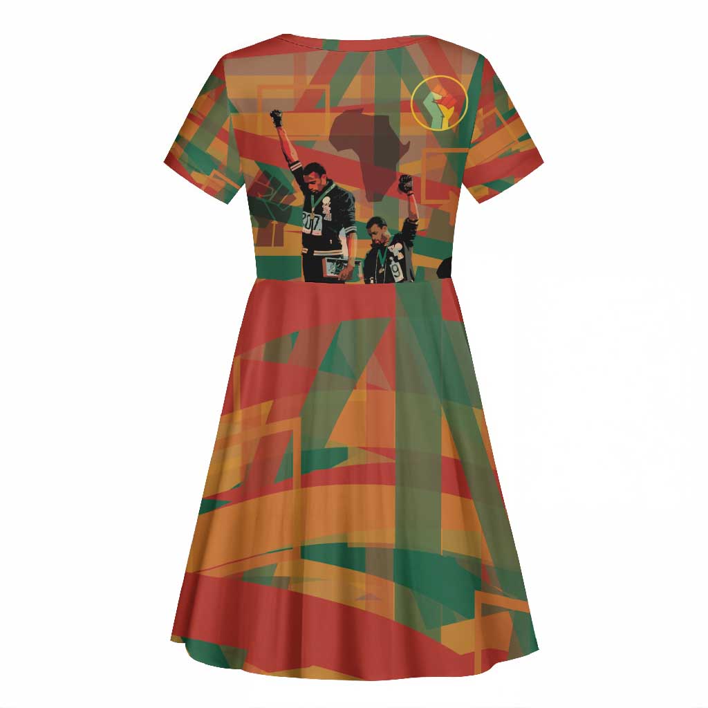 African American 1968 Kid Short Sleeve Dress Black Power Fists of Freedom