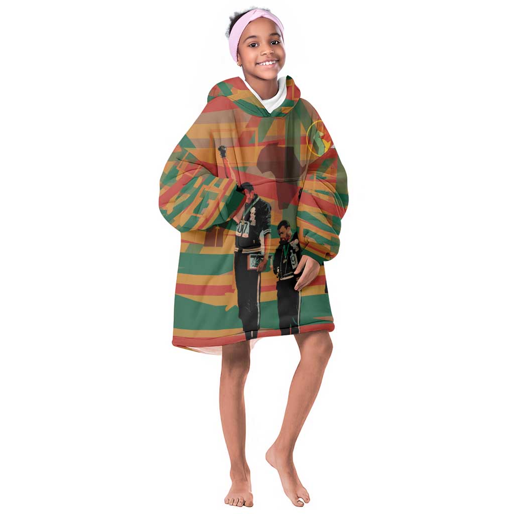 African American 1968 Kid Wearable Blanket Hoodie Black Power Fists of Freedom