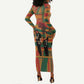 African American 1968 Long Sleeve Bodycon Dress Black Power Fists of Freedom DT03
