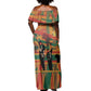 African American 1968 Off Shoulder Maxi Dress Black Power Fists of Freedom