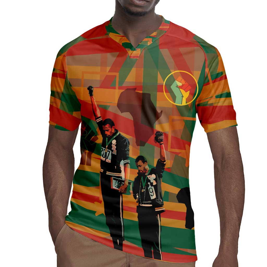 African American 1968 Rugby Jersey Black Power Fists of Freedom