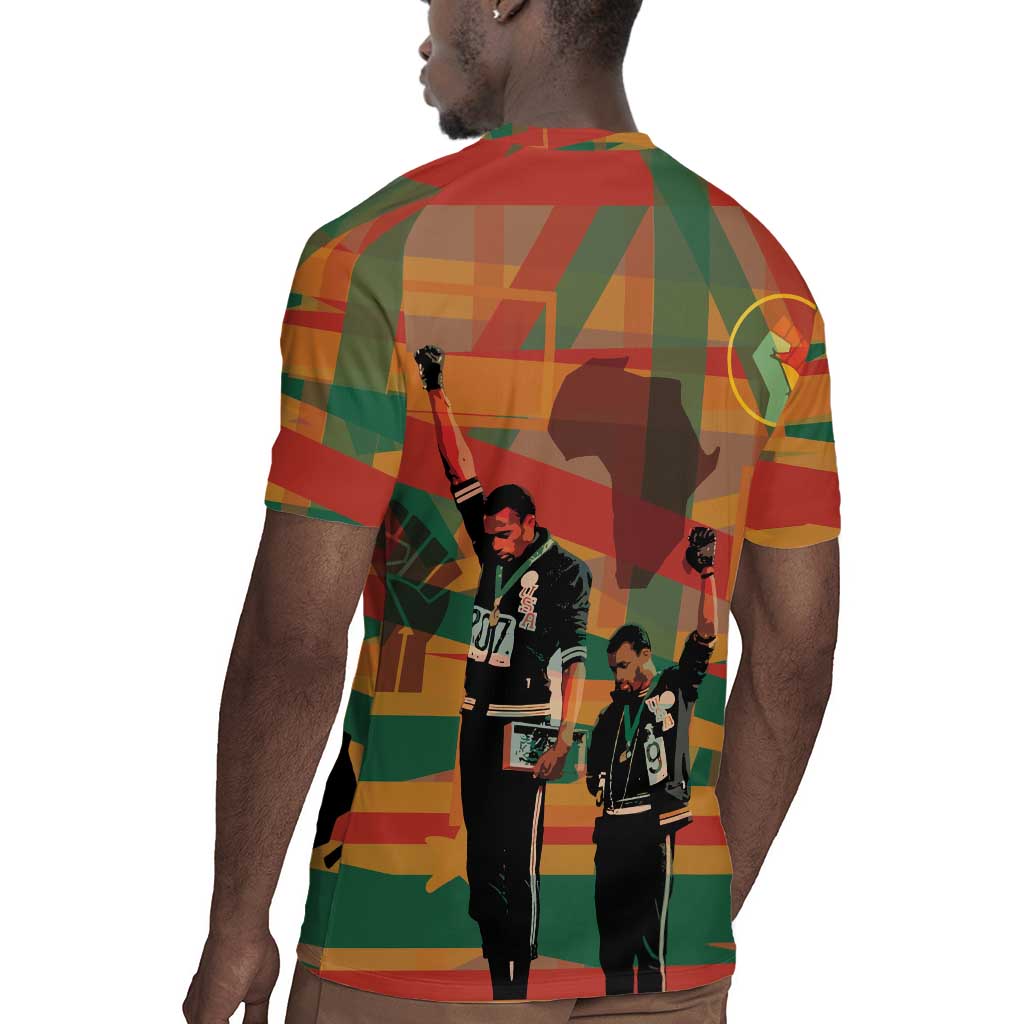 African American 1968 Rugby Jersey Black Power Fists of Freedom