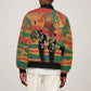 African American 1968 Sleeve Zip Bomber Jacket Black Power Fists of Freedom
