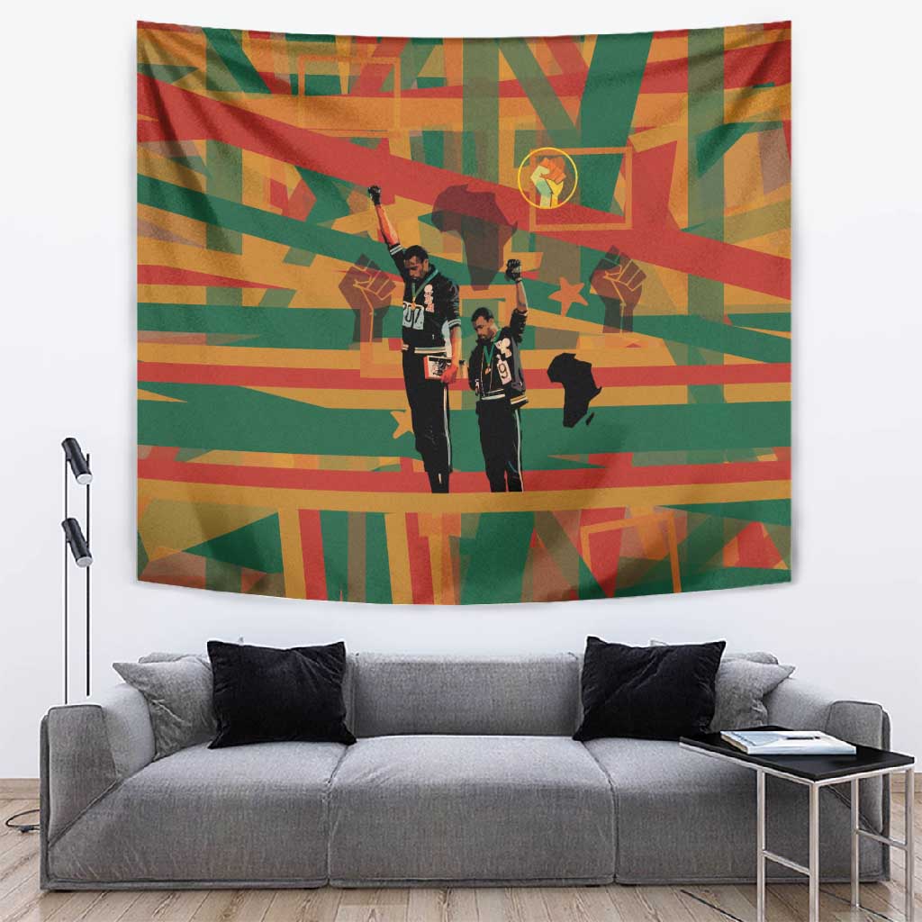 African American 1968 Tapestry Black Power Fists of Freedom